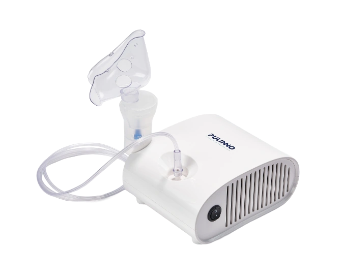 Nebulizator kompresorowy ComBee, kompaktowe urządzenie do terapii wziewnej, widok produktu z przodu.